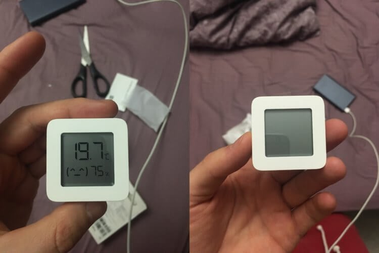 Xiaomi thermometer.  A miniature box that will show all the necessary information.  A photo.
