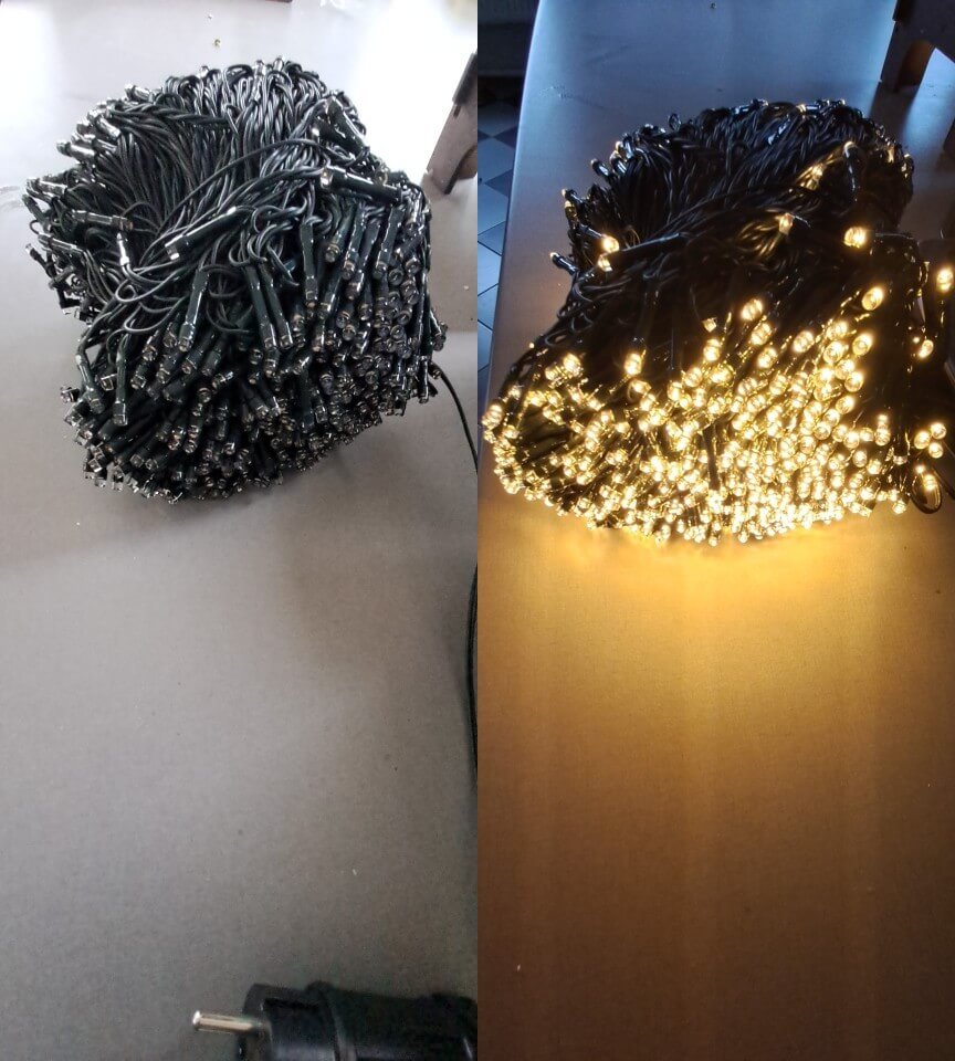 Эта гирлянда очень красиво светится, даже если вы выберете однотонный вариант. Фото.