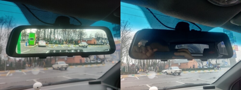 В зеркало можно вывести картинку и с задней камеры. Фото.