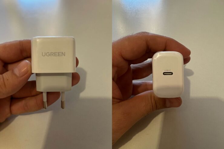 Быстрая зарядка на Айфон. Зарядка UGREEN даже внешне напоминает оригинальную. Фото.