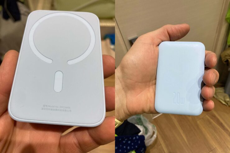 Внешний аккумулятор MagSafe. Просто примагнитить внешний аккумулятор к Айфону намного удобнее, чем подключать через провод. Фото.