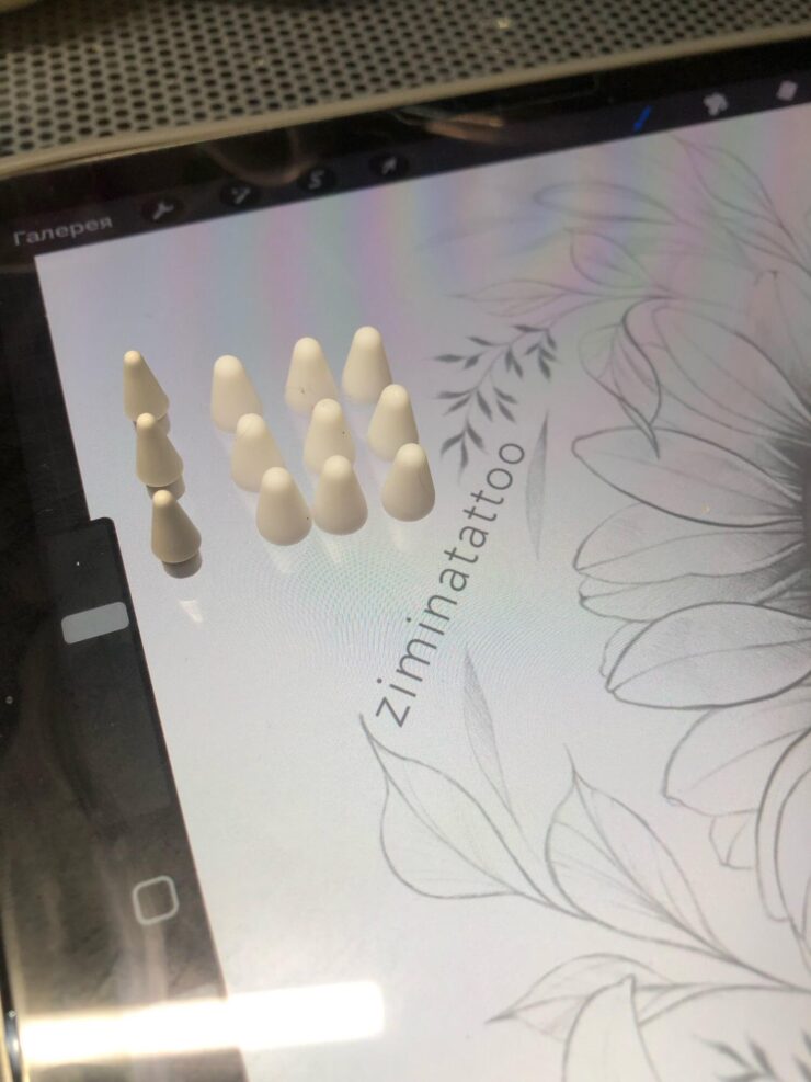 Apple Pencil — купить. Если много рисовать, то лучше закупить побольше наконечников. Фото.