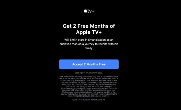 Как получить бесплатную подписку на Apple TV+. Подписка действует только для тех, у кого нет оплаченного периода. Фото.