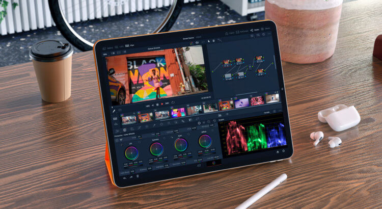 DaVinci Resolve — iPad. iPad Pro на процессорах M-серии поддерживает вывод изображения на внешние экраны. Фото.