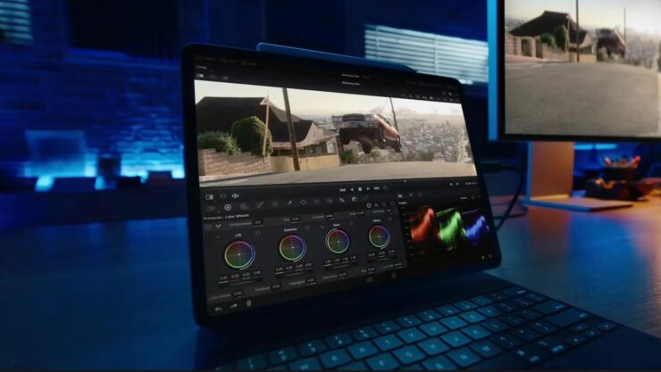 DaVinci Resolve — скачать. Интерфейс приложения для iPad соответствует настольному, с доработками под сенсорный экран. Фото.