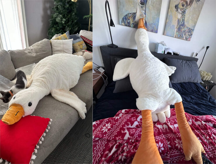 Плюшевый гусь 190 см. Это же просто огромный гусь, с которым можно спать в обнимку. Плюшевый гусь 190 см. Это же просто огромный гусь, с которым можно спать в обнимку. Фото.