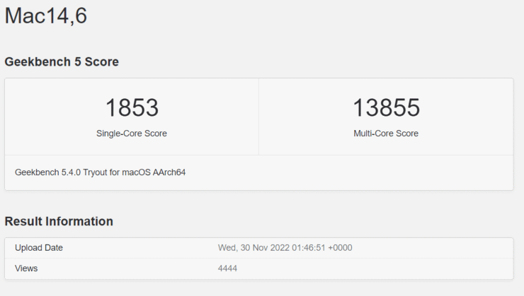Вот так выглядит результат, который появился в Geekbench 5 30 ноября. Фото.