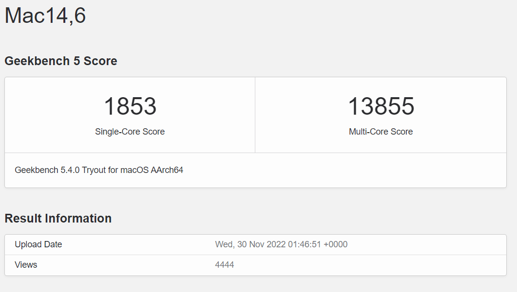 Вот так выглядит результат, который появился в Geekbench 5 30 ноября. Фото.