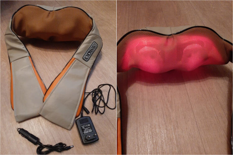 Heated neck massager.  This massager even heats up the neck to relax the muscles.  A photo.