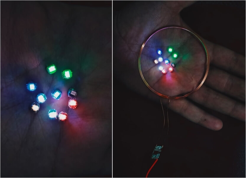 Источник питания для этих светодиодов работает с расстояния нескольких сантиметров. Фото.