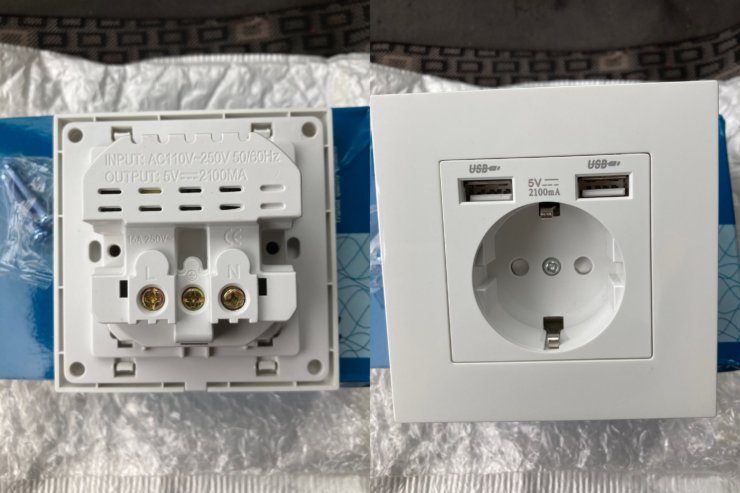 Розетка с USB портом. По размеру розетка ничем не отличается от обычной. Розетка с USB портом. По размеру розетка ничем не отличается от обычной. Фото.