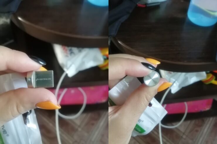 Металлическая флешка. Флешка реально миниатюрная. Фото.