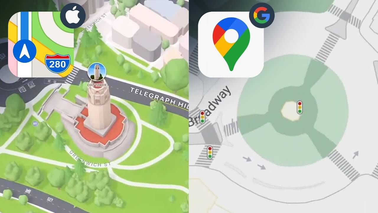 Во многом карты Apple даже превосходят Google Maps. Фото.