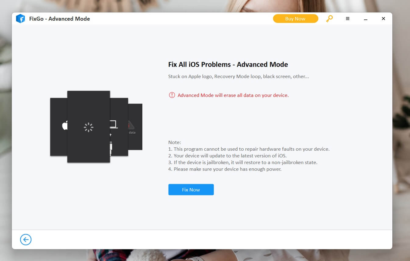 При выборе продвинутого режима все данные будут удалены с Айфона. Фото.