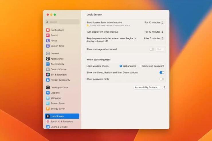 Блокировка экрана Мак. В Вентуре все настройки расположены в одном месте. Блокировка экрана Мак. В Вентуре все настройки расположены в одном месте. Фото.