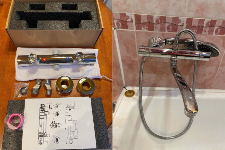 Термостатический смеситель для ванной. С термостатическим смесителем вы всегда будете мыться в комфортной воде. Термостатический смеситель для ванной. С термостатическим смесителем вы всегда будете мыться в комфортной воде. Фото.