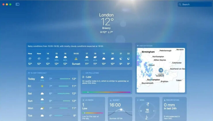 Погода на Макбуке. Легкое, стильное погодное приложение без какой-то лишней информации. Погода на Макбуке. Легкое, стильное погодное приложение без какой-то лишней информации. Фото.