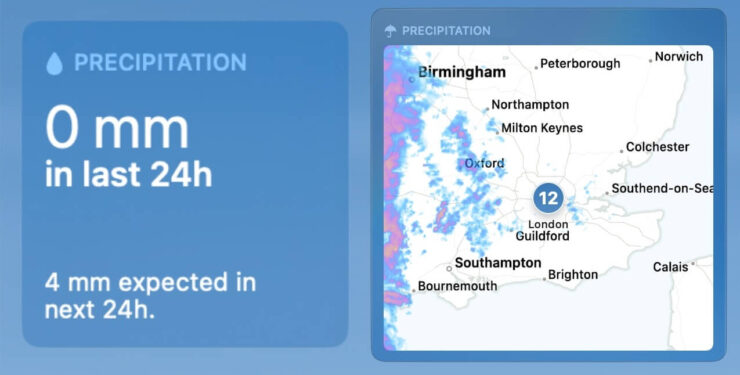 Погода в mac OS. Осадки можно просматривать двумя разными способами. Погода в mac OS. Осадки можно просматривать двумя разными способами. Фото.