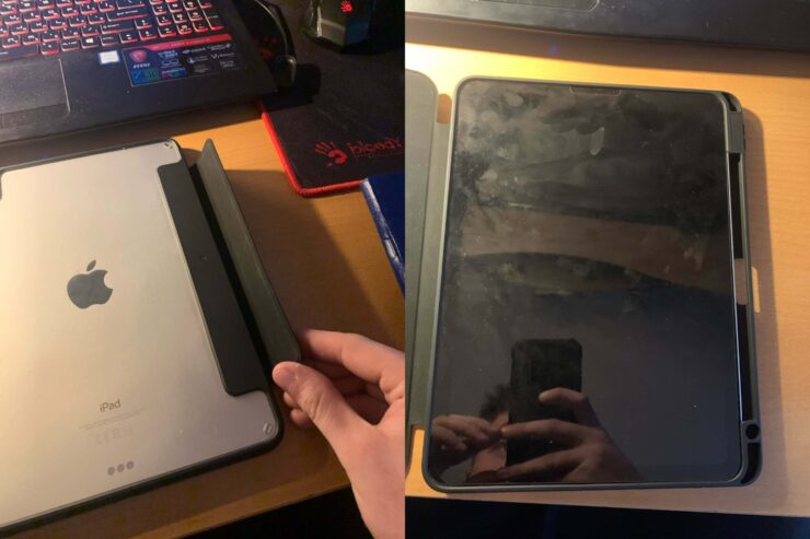 Чехол на Айпад. Apple Pencil размещается в кармашке справа. Чехол на Айпад. Apple Pencil размещается в кармашке справа. Фото.