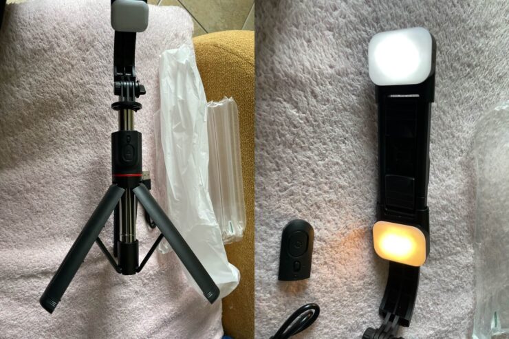 Штатив для телефона с лампой. Лампа позволит делать красивые селфи. Штатив для телефона с лампой. Лампа позволит делать красивые селфи. Фото.