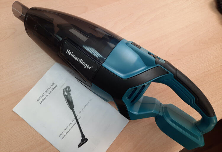 Cordless vacuum cleaner for the car.  Included with this vacuum cleaner is a full-fledged tube for cleaning on the floor.  Photo.