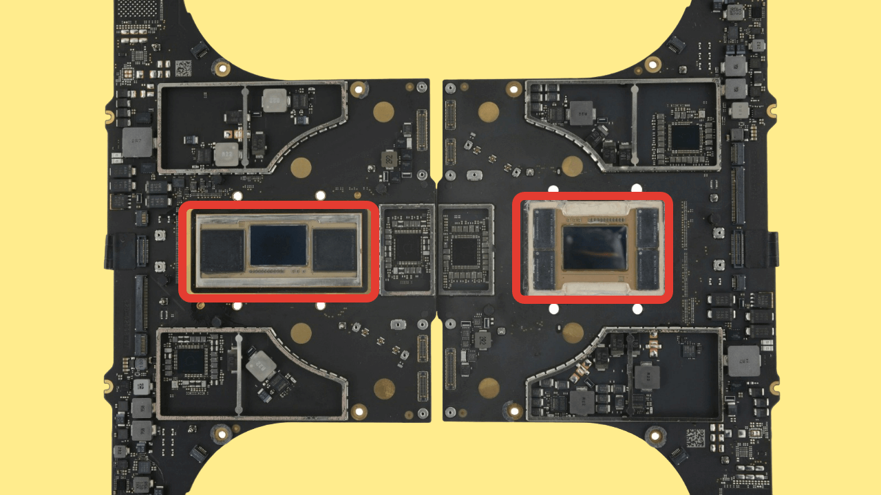 M1 Pro — слева, M2 Pro — справа. Фото.