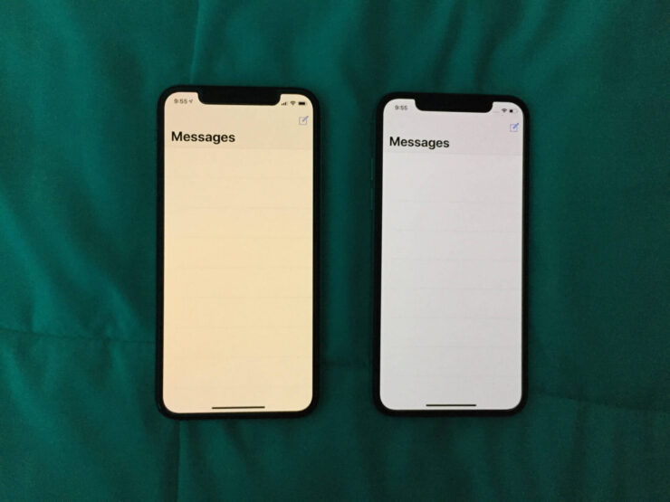 Что такое True Tone на Айфоне. Вот как выглядит прямое сравнение экранов со включенным True Tone и выключенным. Фото.