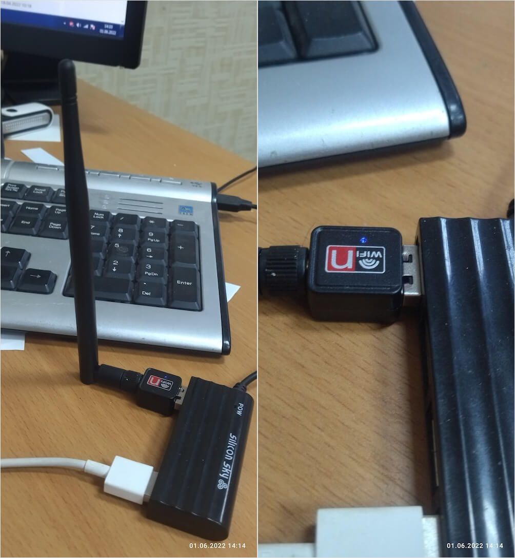 Адаптер вай-фай для ПК. При необходимости антенну можно открутить. Фото.