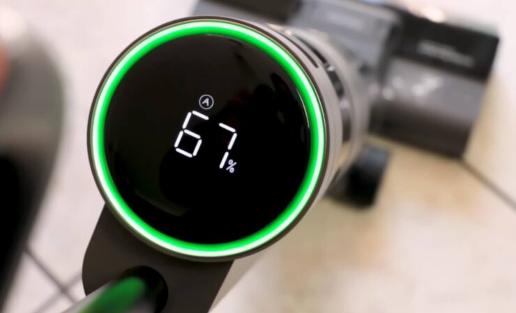 Что умеет мощный вертикальный пылесос. LED-экран Dreame H12 с цветной индикацией. Фото.