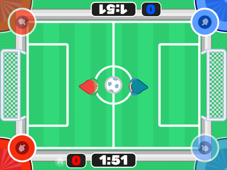 Игры на несколько человек. Для каждого свои стики управления, таймер и счет. Фото.