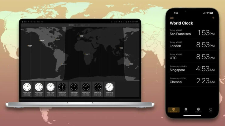 Новые приложения для macOS. Почему Часы на Айфоне и Макбуке не синхронизируются, остается загадкой. Фото.