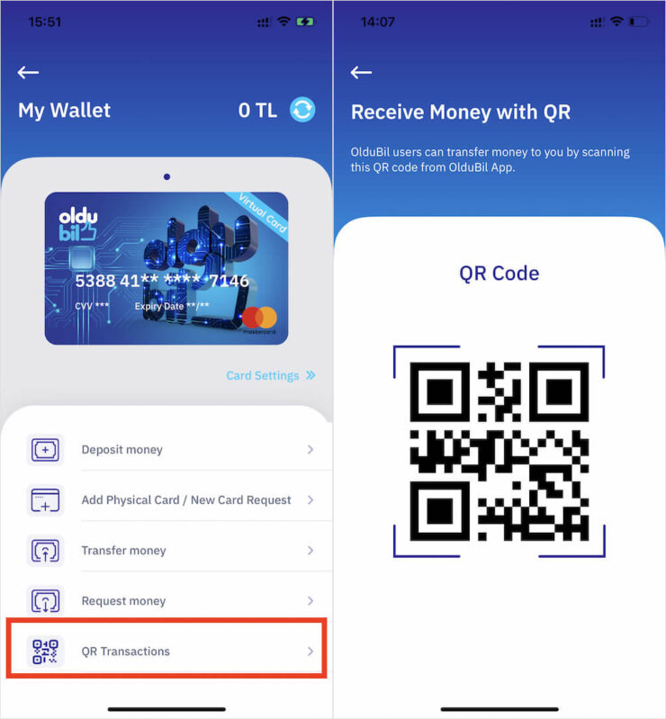 Как пополнить карту Oldubil. QR-код для зачисления средств нужен просто для удобства покупателя. Фото.