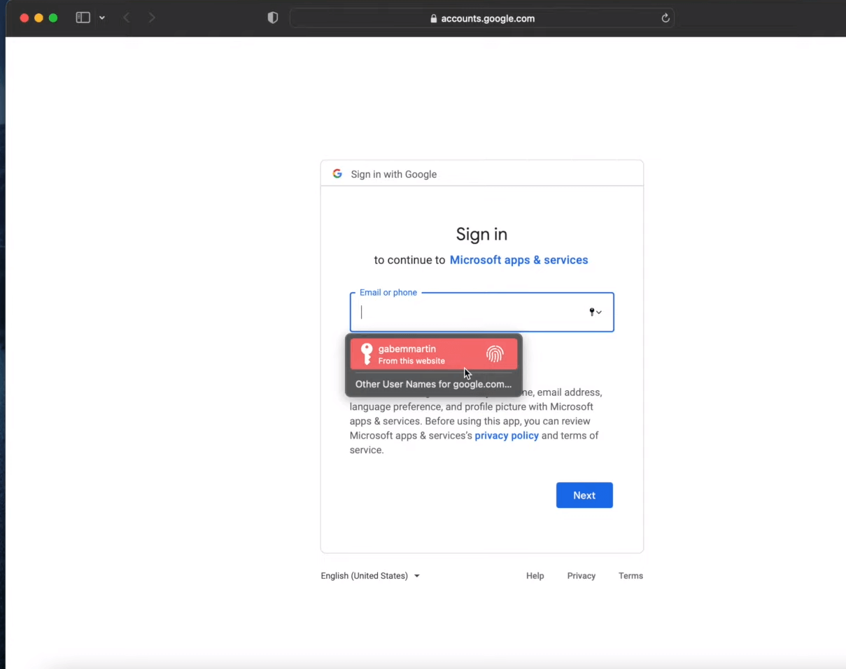 Авторизуйтесь на сайте Google и разрешите Outlook доступ к нужным данным. Фото.