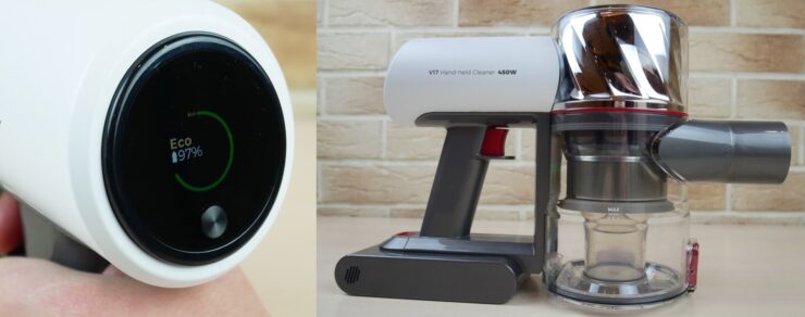 Мощный беспроводной пылесос. Благодаря дисплею можно с комфортом просматривать уровень мощности и заряда аккумулятора. Мощный беспроводной пылесос. Благодаря дисплею можно с комфортом просматривать уровень мощности и заряда аккумулятора. Фото.