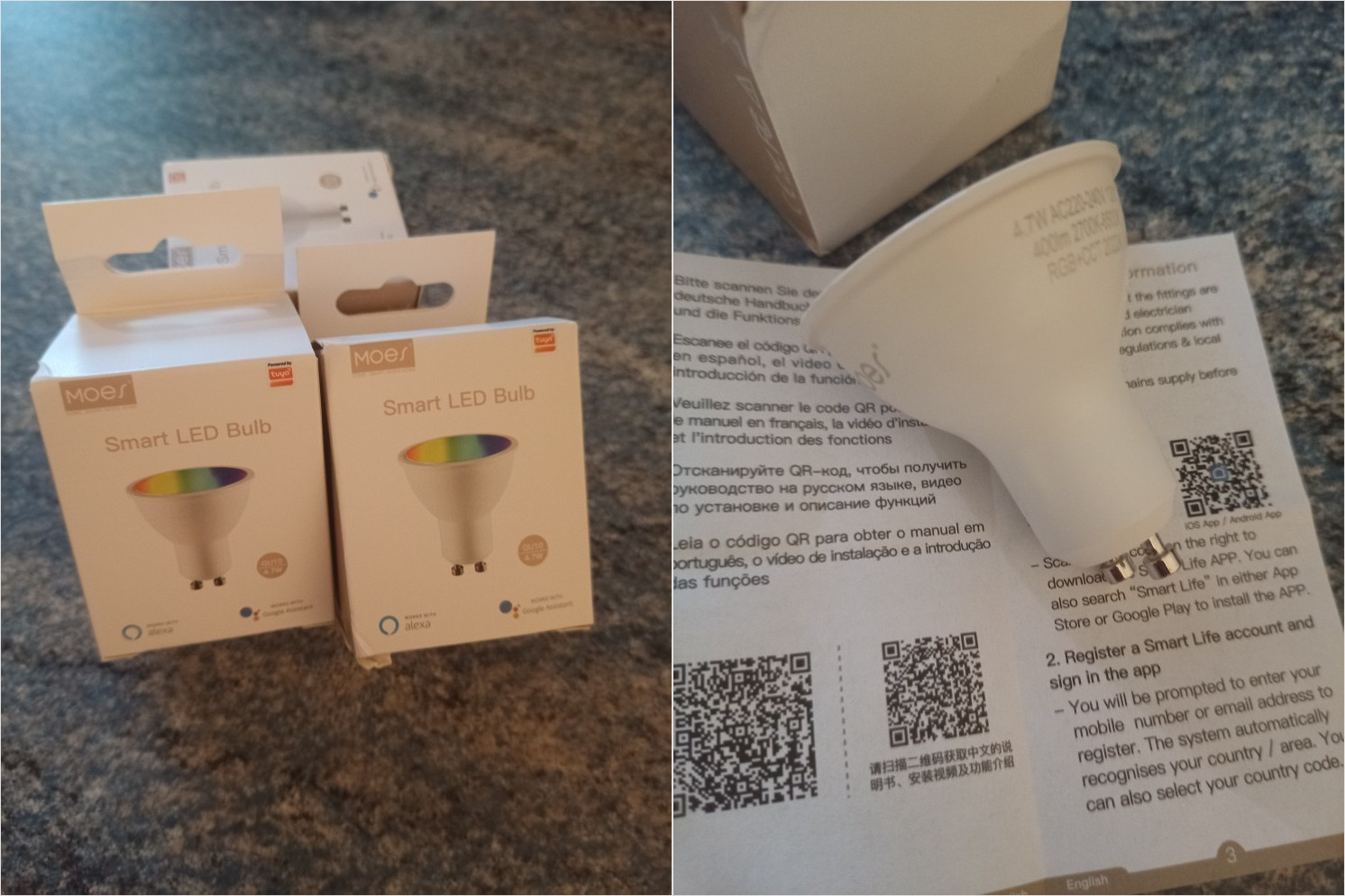 Умная лампочка GU10. Это умная лампочка, которая может светить всеми цветами радуги. Умная лампочка GU10. Это умная лампочка, которая может светить всеми цветами радуги. Фото.