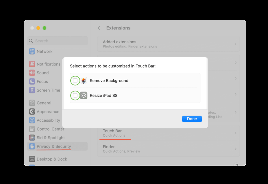 Отключите лишние быстрые действия в настройках. Фото.