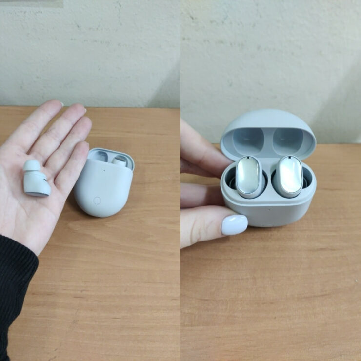 Беспроводные наушники Redmi Buds 3 Pro. Такой наушник четко фиксируется в ухе и никуда из него не денется. Фото.