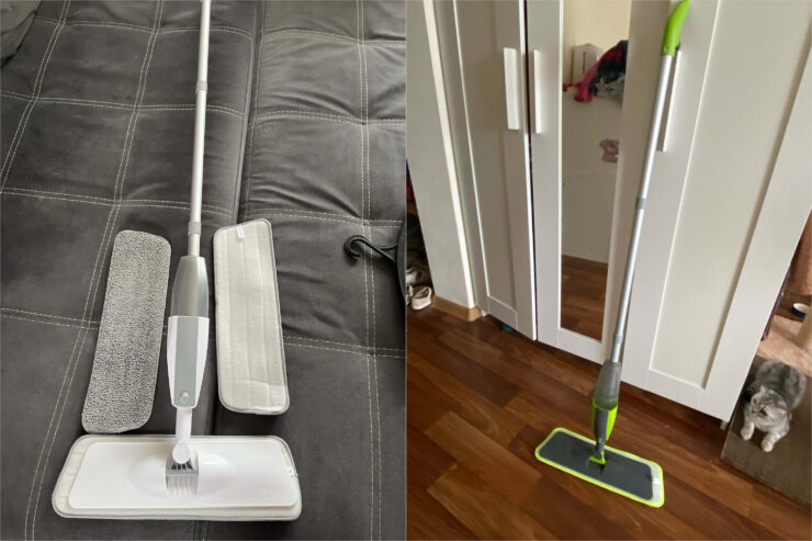 Швабра с распылителем с AliExpress. У швабры есть специальная ручка для подачи влаги. Швабра с распылителем с AliExpress. У швабры есть специальная ручка для подачи влаги. Фото.