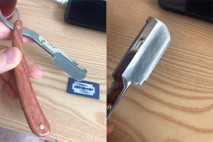 Опасная бритва со сменными лезвиями. Главное — при бритье выдерживайте угол 30 градусов, чтобы не порезаться. Опасная бритва со сменными лезвиями. Главное — при бритье выдерживайте угол 30 градусов, чтобы не порезаться. Фото.