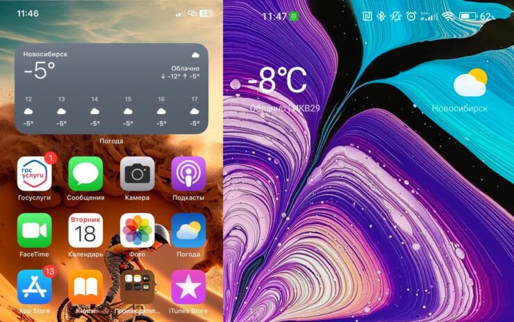 На Андроиде очень “информативный” виджет. Фото.