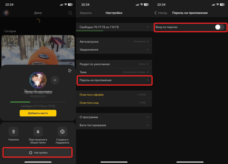 Пароль приложения Яндекс Диск. Можно установить на приложение любой пароль. Фото.