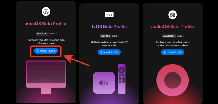 Для macOS загружается не профиль, а специальная утилита для получения бета-версий. Фото.