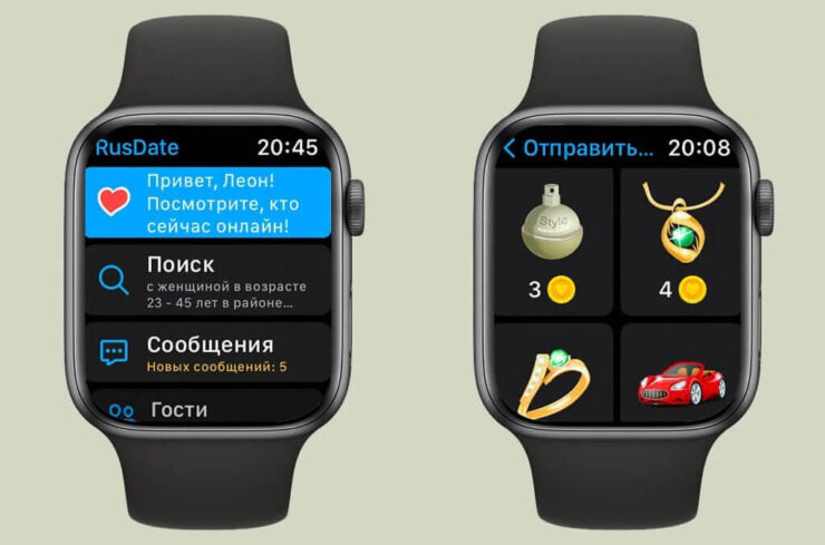 RusDate — как знакомиться с людьми через Apple Watch. С RusDate знакомиться можно даже с Apple Watch. Фото.