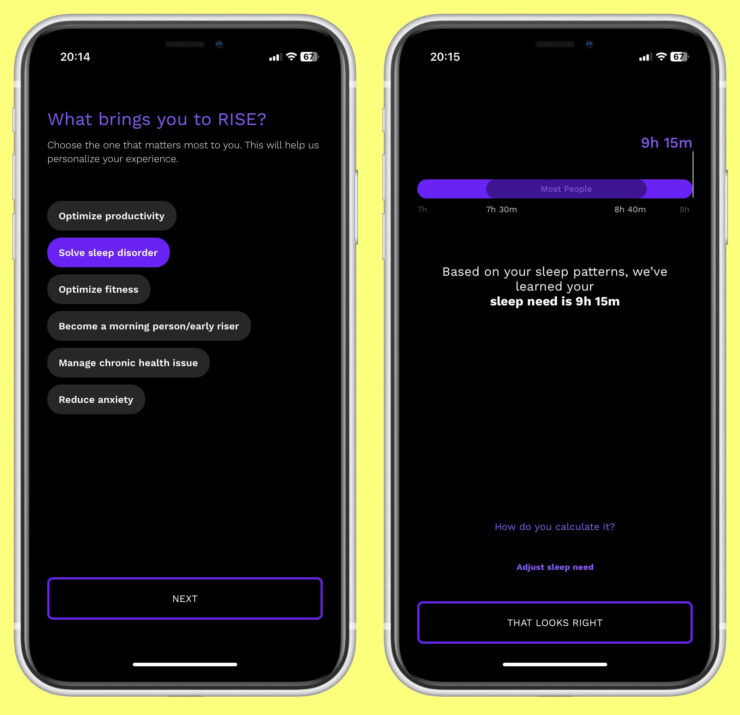 Трекер сна на Айфон. Нужно выбрать цель, с которой вы загрузили приложение. Фото.