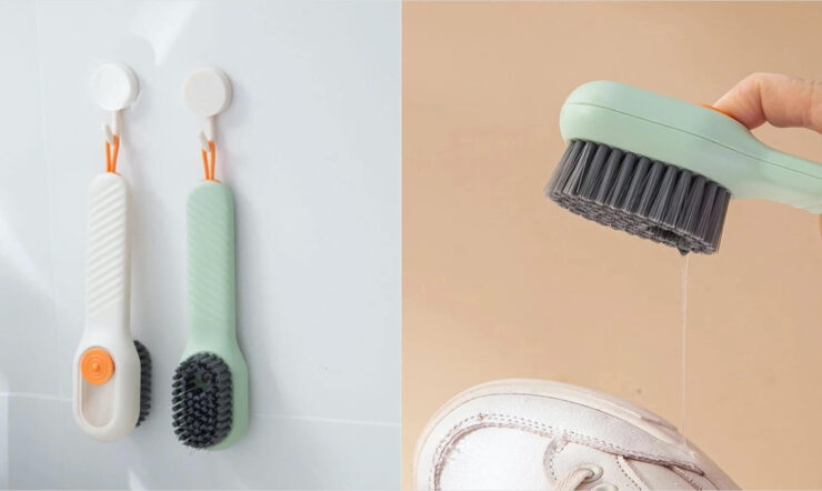 Щётка для обуви с автоподачей мыла. Такой щёткой удобнее всего мыть обувь. Щётка для обуви с автоподачей мыла. Такой щёткой удобнее всего мыть обувь. Фото.