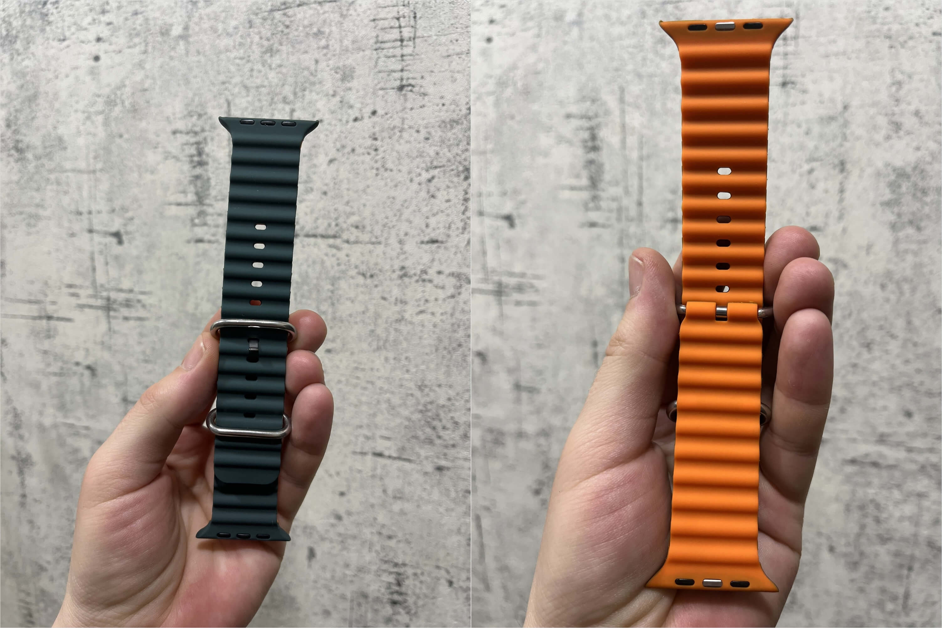 Which strap for Apple Watch to choose.  The diving strap looks best with the Apple Watch Ultra.  Photo.