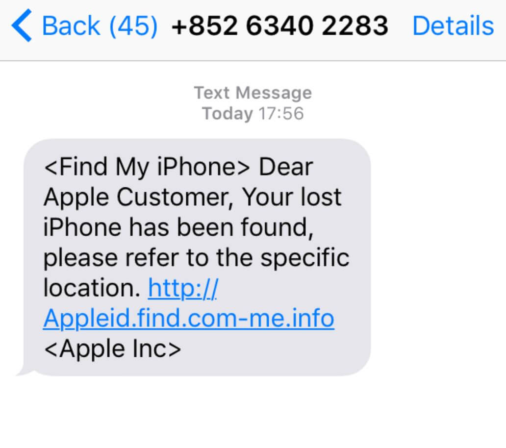 Can an iPhone be hacked using a link.  Of course, these messages have nothing to do with Apple.  Photo.