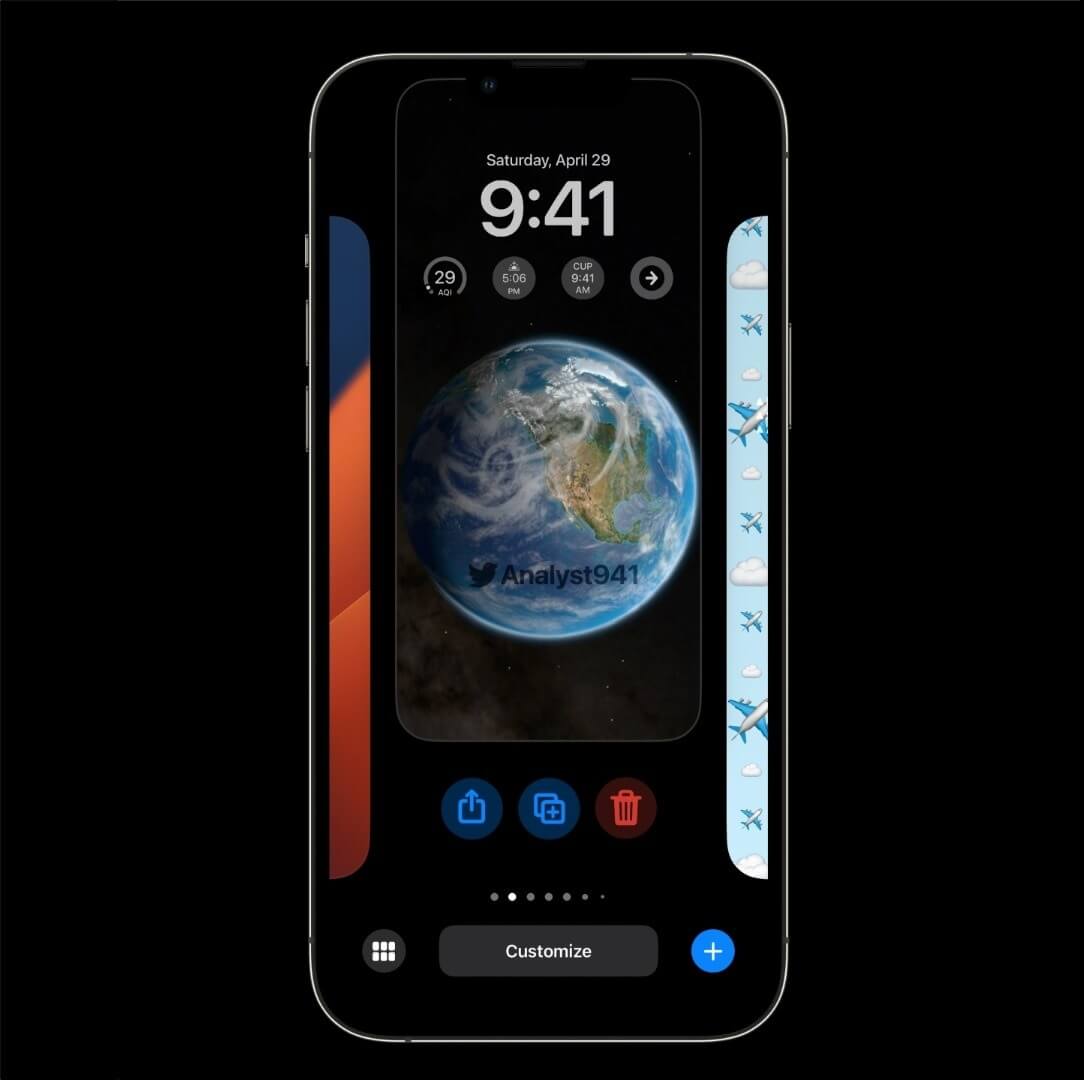 Кнопка “Поделиться” будет доступна под нужным экраном блокировки. Фото.