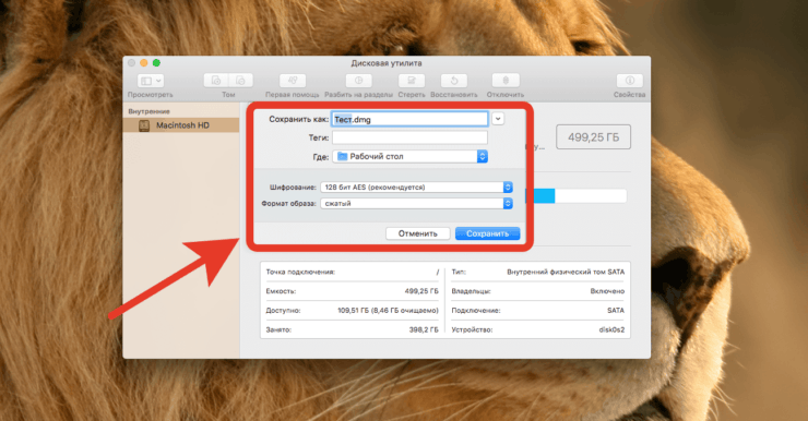 Как поставить пароль на файл. Работать с Дисковой утилитой удобнее, чем с Терминалом. Фото.