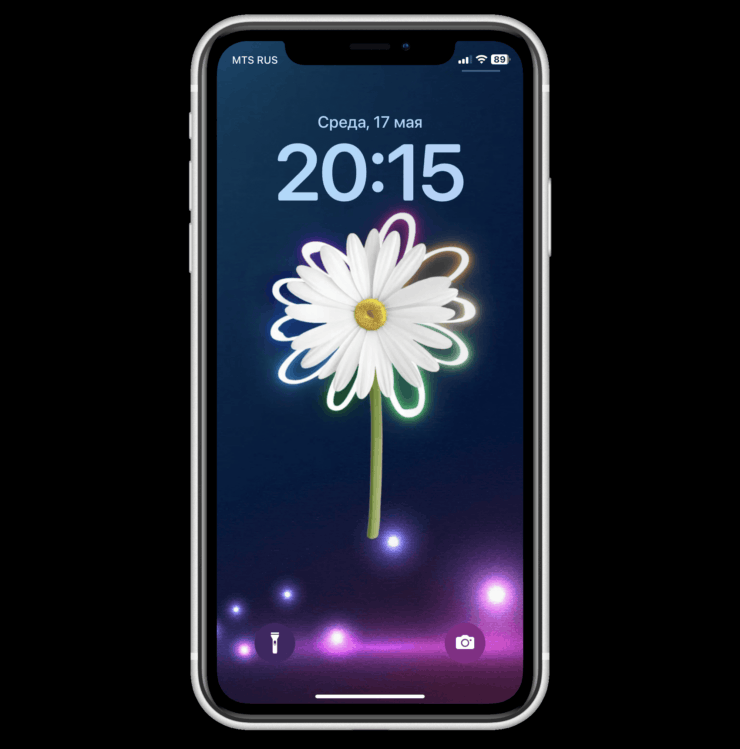 Неоновые обои на Айфон. Получилась очень миленькая ромашка. Фото.